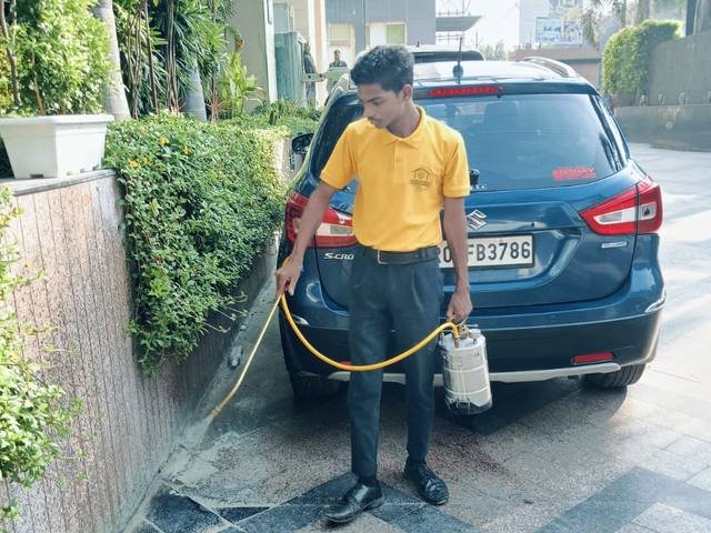Treating drains and parking areas for mosquito control