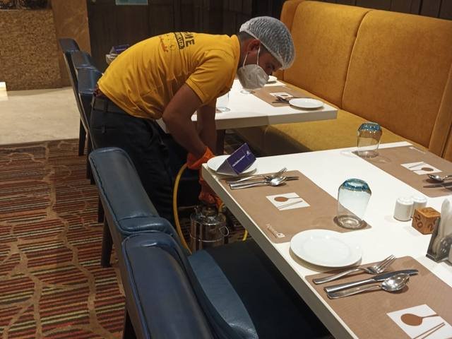 Treatment beneath restaurant dining seating